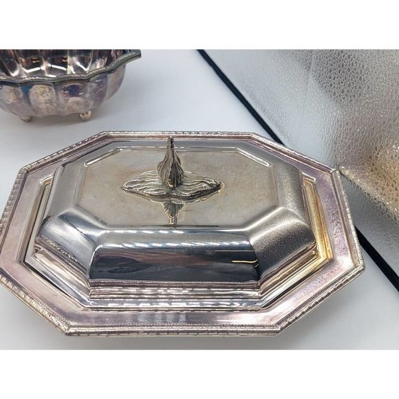 Vintage 7 pc Neiman Marcus Silver-Plated Serving Set in Green Velvet Box - Picture 5 of 16